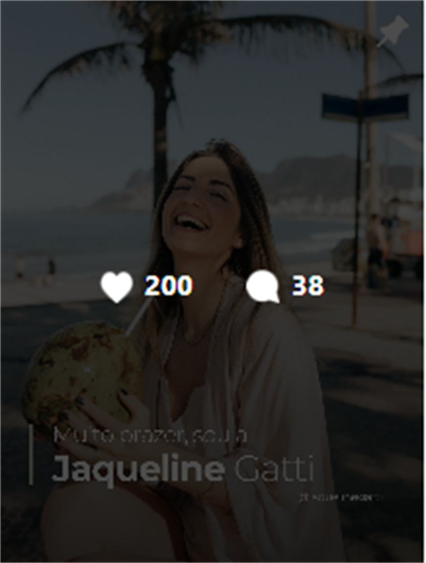 Print de peça publicada de Jaqueline Gatti sobre retrato em ensaio na praia, com 200 curtidas.