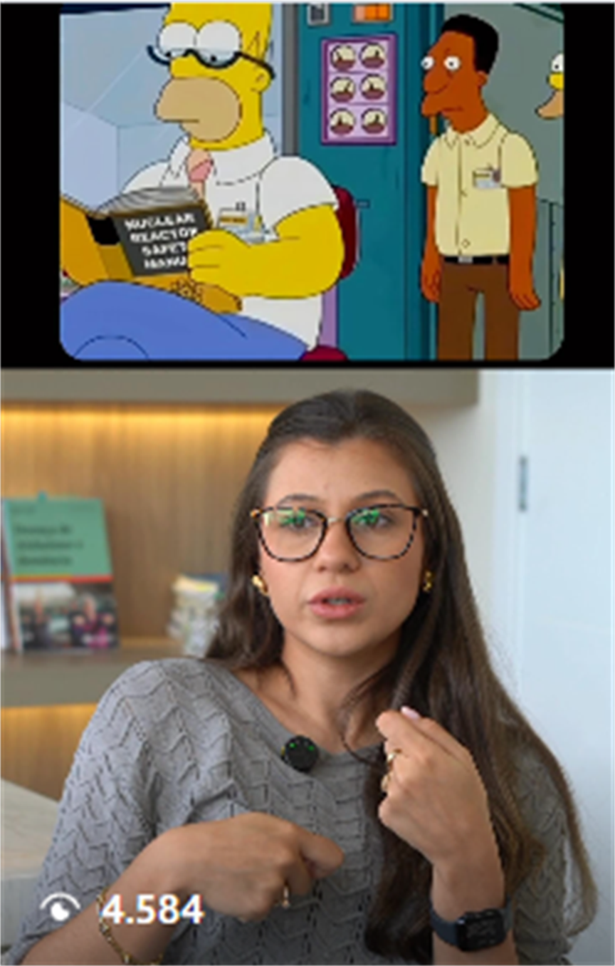 Print de peça publicada de Dra. Manoella Macedo sobre referência dos Simpsons aplicada à terapia, com 4.584 visualizações.