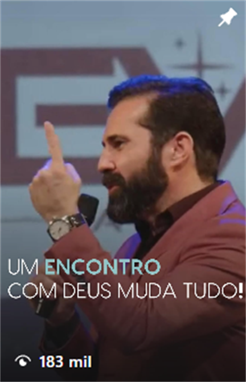 Print de peça publicada de Pr. Marcelo sobre um encontro com Deus muda tudo, com 183 mil visualizações.