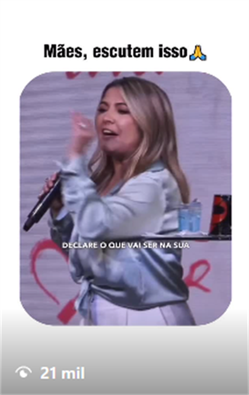Print de peça publicada de Micheline Farias sobre mensagem para mães, com 21 mil visualizações.